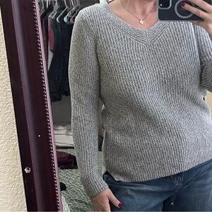 L.L. Bean Women's Gray V-Neck Sweater